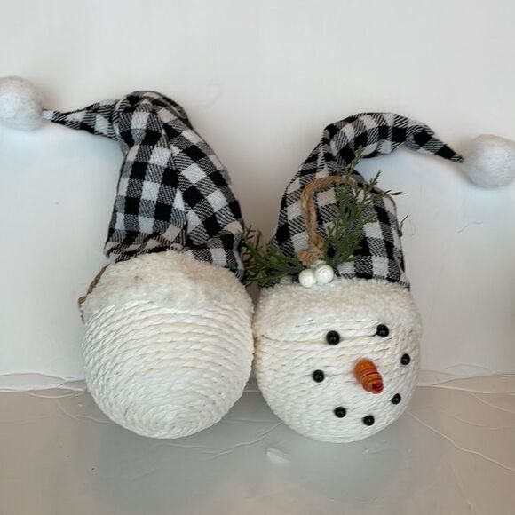 450 - SET OF 2 BUFFALO PLAID SNOWMEN - Picture 2 of 2